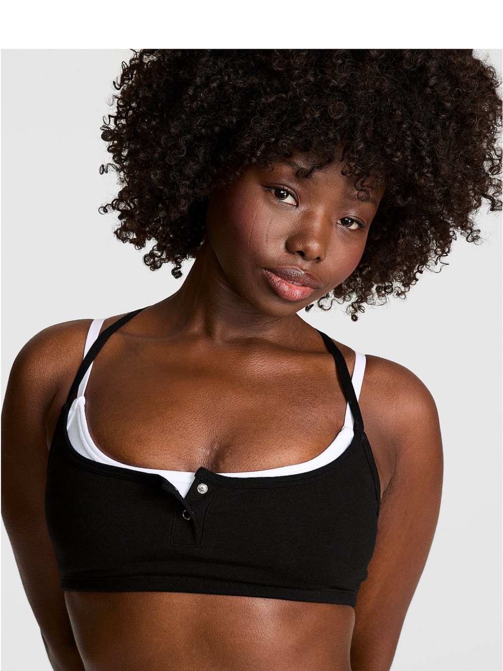 PINK Victoria's Secret Black Bralette with White Trim